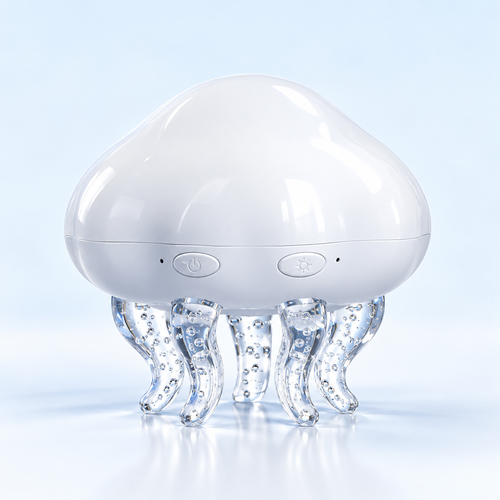 Modern RGB LED Night Light White Shade Romantic Jellyfish Projection Lamp BT Speaker Water Ripple Effect Plug-In Atmosphere