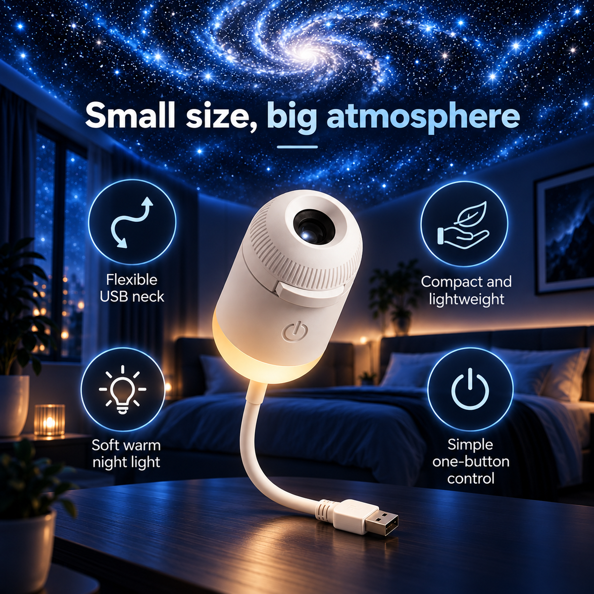 Galaxy Projector Night Light | Moon & Starry Sky, Up to 24 Scene Discs
